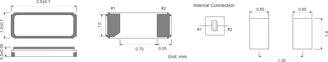 SMD WATCH CRYSTAL 2.0 x 1.2 mm 32.768kHz 