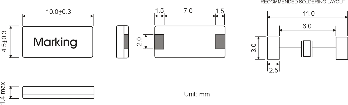 SMD QUARTZ CRYSTAL 10.0 x 4.5 mm 3.2768 - 10.0MHz 