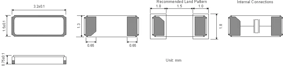 SMD WATCH CRYSTAL 3.2 x 1.5 mm High Temperature